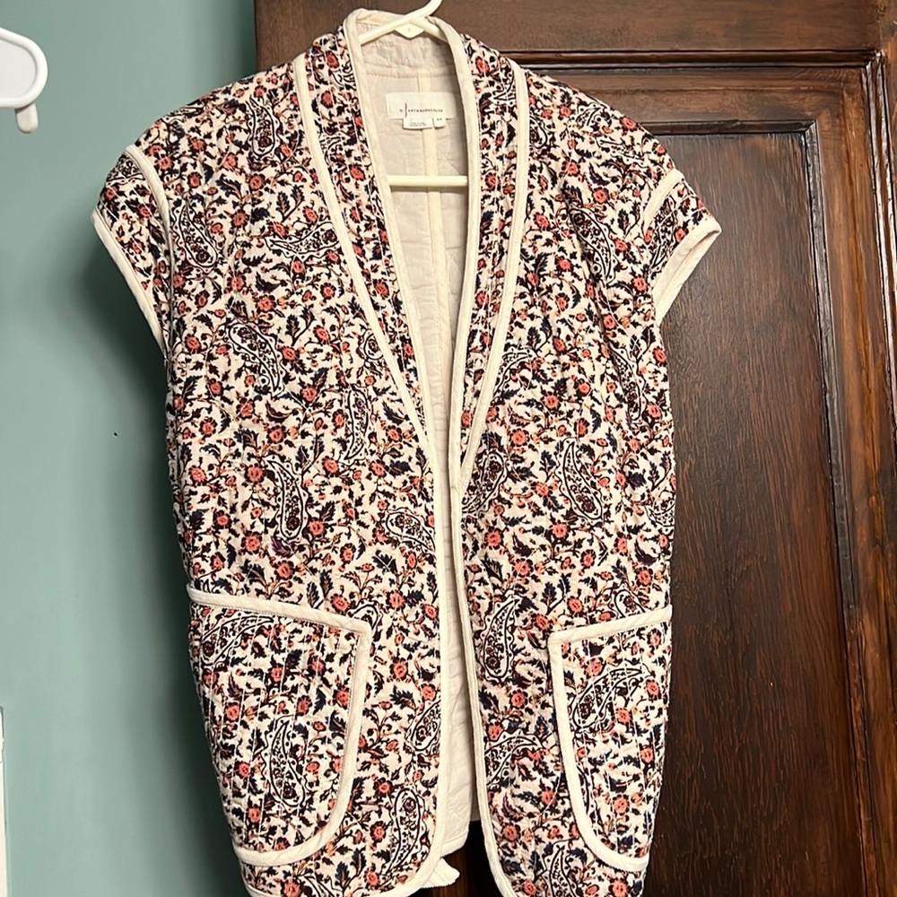 Anthropologie quilted floral vest